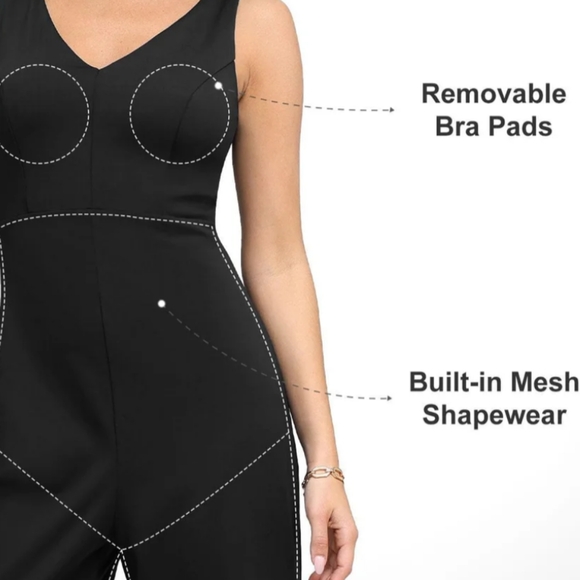 NWT Popilush The Shapewear Jumpsuit Wide-Leg Sleeveless Black - Picture 6 of 13